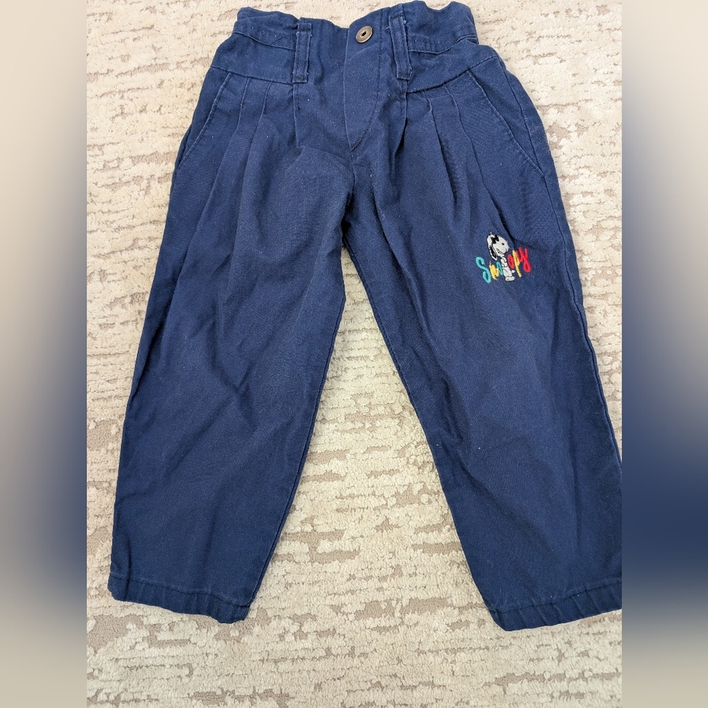 Vtg Snoopy Navy Kids Pants, Size 3T, Made In USA